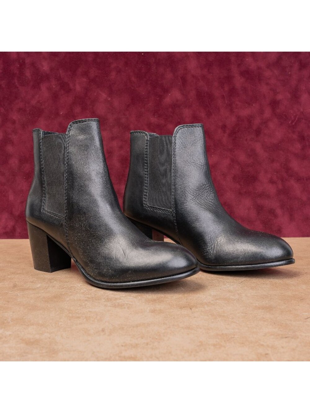 Diba True Women Vintage Retro 90s Black Leather Round Toe Ankle Boots sz 8